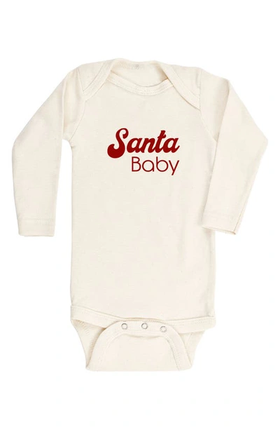 Shop Tenth & Pine Santa Baby Organic Cotton Long Sleeve Bodysuit In Natural