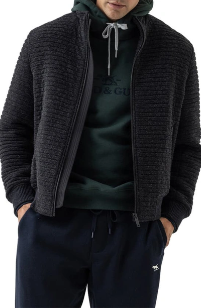 Shop Rodd & Gunn Red Hill Water Resistant Recycled Textured Knit Bomber Jacket In Ashphalt