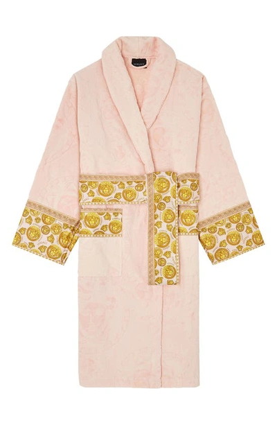 Shop Versace Medusa Amplified Cotton Bath Robe In Pink-gold