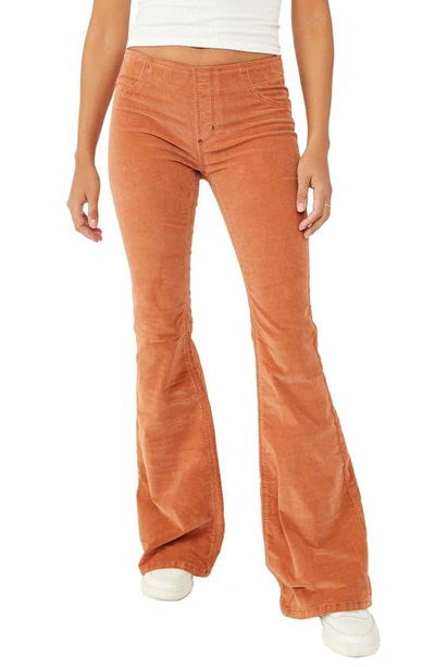Shop Free People We The Free Pull-on Flare Corduroy Pants In Earth And Soil