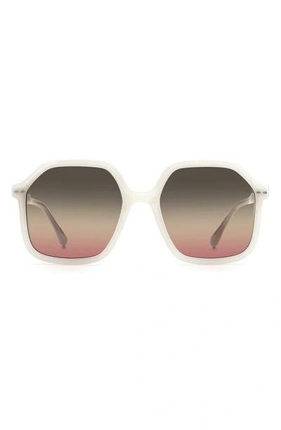 Shop Isabel Marant 55mm Square Sunglasses In Ivory / Gray Brown
