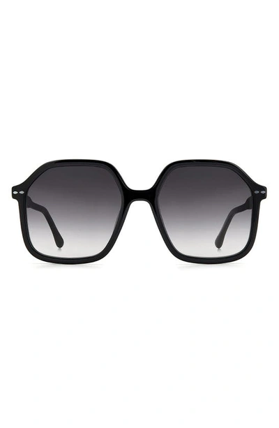 Shop Isabel Marant 55mm Square Sunglasses In Black / Grey Shaded