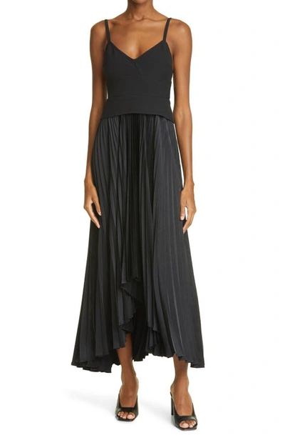 Shop A.l.c Gwen Belted Sleeveless Dress In Black/ Black