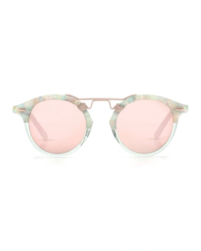 Shop Krewe St. Louis Round Mirrored Sunglasses In Rose Gold