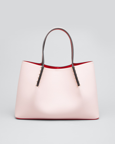 Shop Christian Louboutin Cabarock Small Spike Red Sole Tote Bag In Poupee