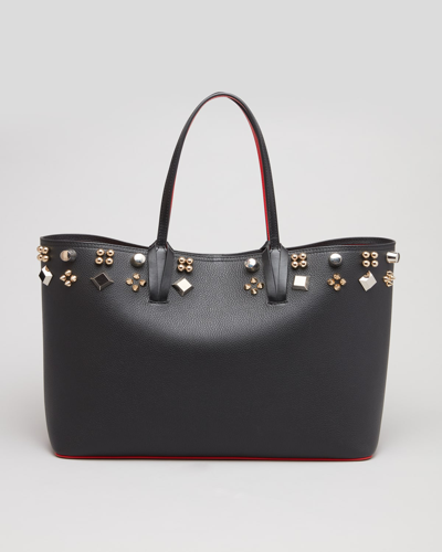 Shop Christian Louboutin Cabata Empire Spike Studded Leather Tote Bag In Black/multi