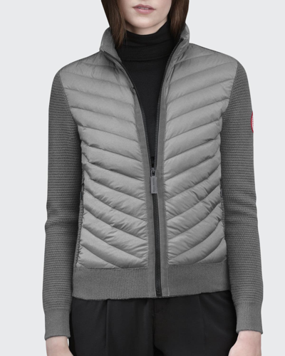Shop Canada Goose Hybridge Knit Puffer-front Jacket In Gray