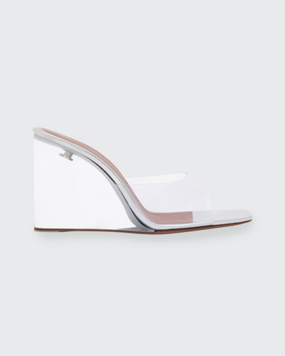 Shop Amina Muaddi Lupita Glass-wedge Slide Sandals In Clear