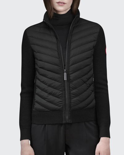 Shop Canada Goose Hybridge Knit Puffer-front Jacket In Black