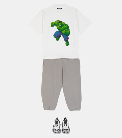 Shop Balenciaga Hulk© Cotton T-shirt In Off White/green