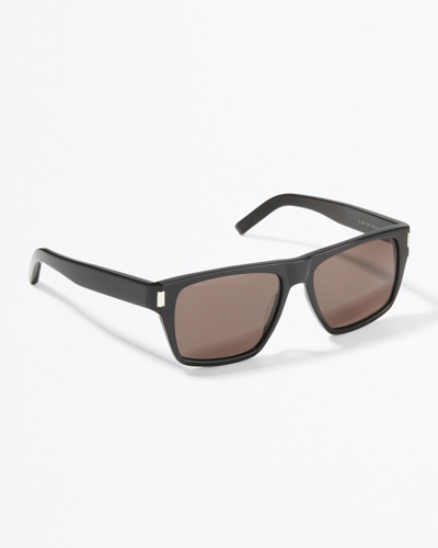 Shop Saint Laurent Sl 424 Rectangle Acetate Sunglasses In 001 Black