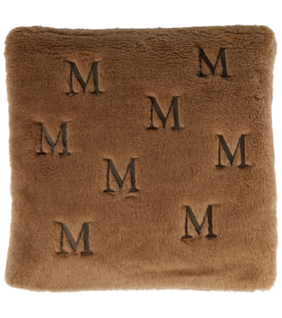 Shop Max Mara Monogrammed Teddy Cushion In Cammello