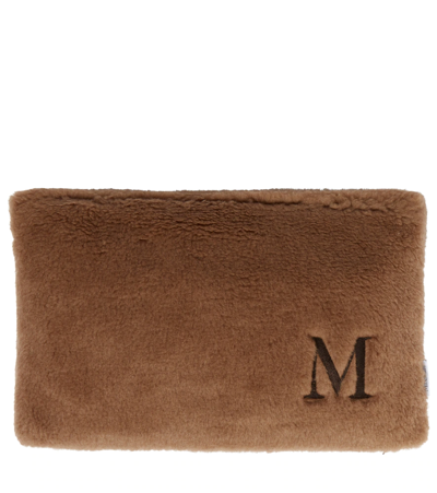 Shop Max Mara Monogrammed Teddy Cushion In Cammello