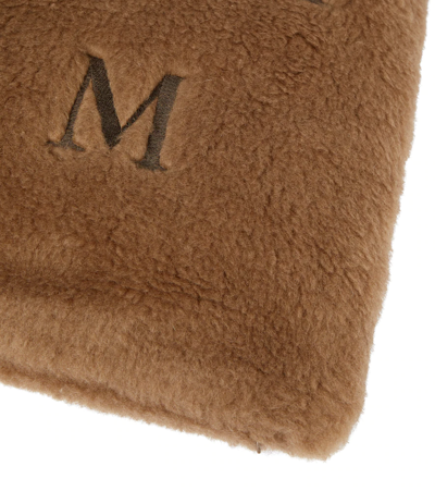 Shop Max Mara Monogrammed Teddy Cushion In Cammello