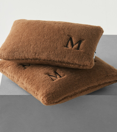 Shop Max Mara Monogrammed Teddy Cushion In Cammello