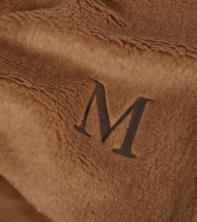 Shop Max Mara Monogrammed Teddy Blanket In Cammello