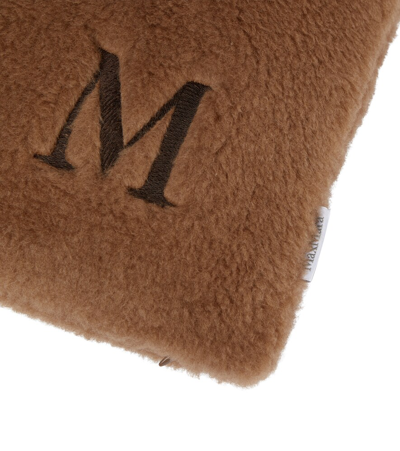 Shop Max Mara Monogrammed Teddy Cushion In Cammello
