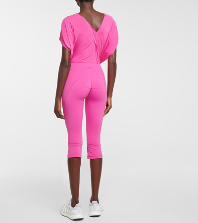 Roland Mouret Wilma Tonal-stitching High-rise Stretch-jersey Capri Leggings In Deep Pink