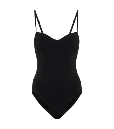 Shop Tory Burch Sweetheart-neck Swimsuit In Black