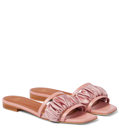 MALONE SOULIERS DEMI LEATHER AND SATIN SLIDES P00630200
