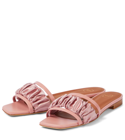 Shop Malone Souliers Demi Leather And Satin Slides In Rose/rose
