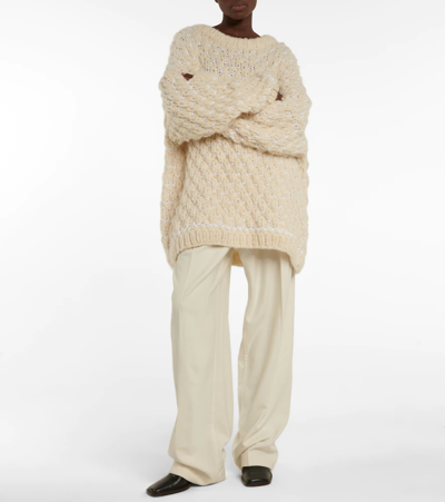 Shop The Row Dano Cashmere, Wool And Silk Sweater In Ivory