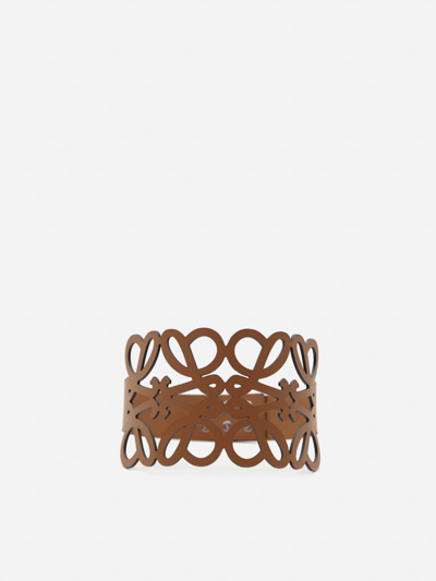 Shop Loewe Leather Belt With All-over Cut-out Detail In Tan