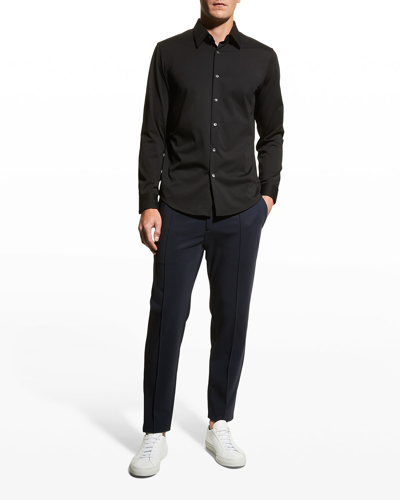 Shop Theory Men's Sylvain Shirt In Structure Knit In Black