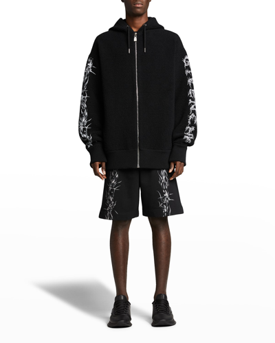 Shop Givenchy Men's Barbed Wire Terry Sweat Shorts In Black