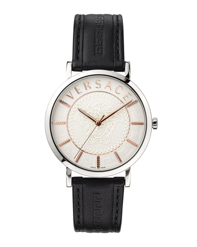 Shop Versace Men's 40mm V-essential Watch In Black