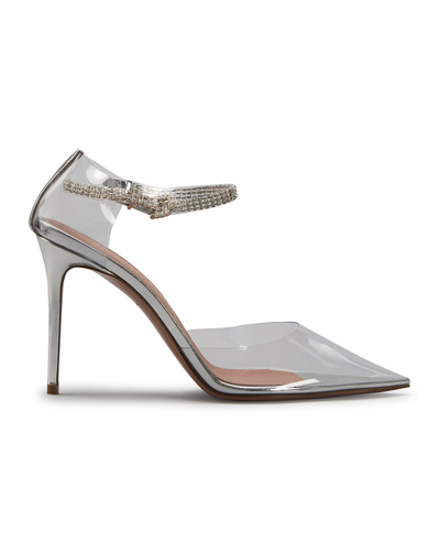 Shop Amina Muaddi St. Ursina Pointed Crystal Ankle-strap Glass Pumps In Clear