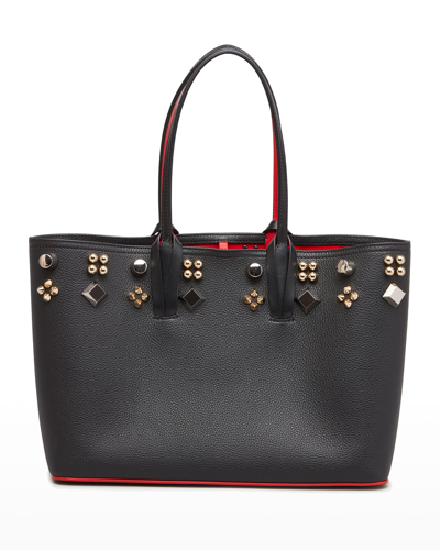 Shop Christian Louboutin Cabata Small Empire Spikes Leather Tote Bag In Black/multi
