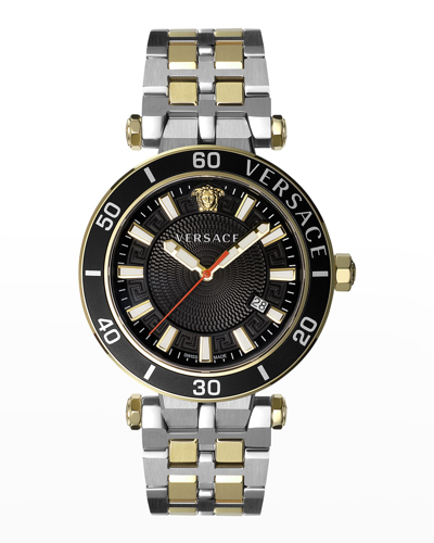 Shop Versace Men's 43mm Greca Sport Bracelet Watch In Stainless Steel