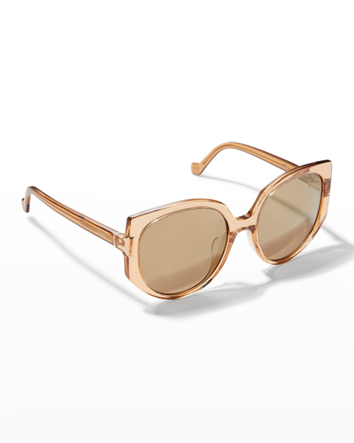 Shop Loewe Acetate Cat-eye Sunglasses In Shiny Light Brown