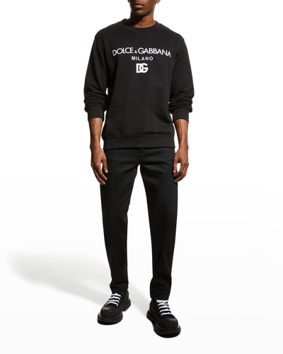 Shop Dolce & Gabbana Men's Logo Crew Sweatshirt In Black