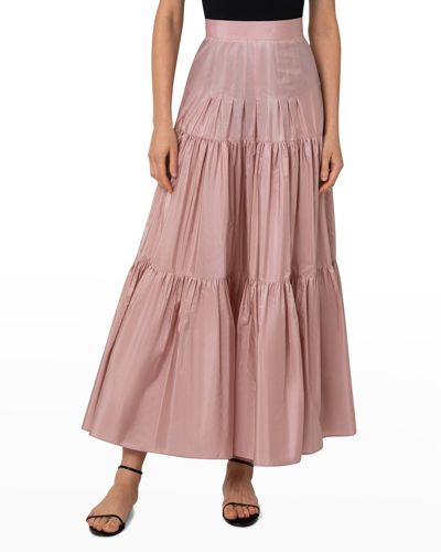 Shop Akris Punto Tiered Taffeta Maxi Skirt In Blossom