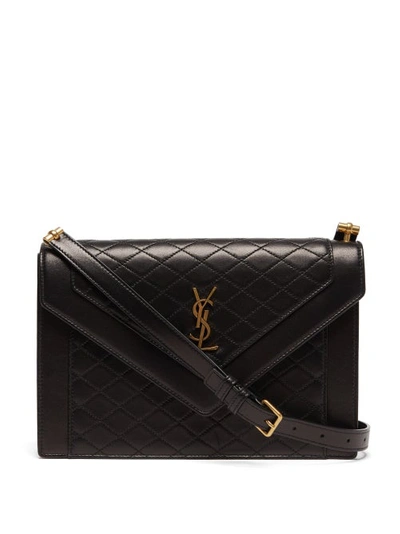 Shop Saint Laurent Gaby Small Quilted-leather Shoulder Bag In Black