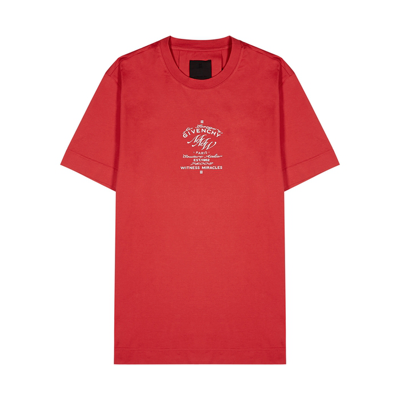Shop Givenchy Mmw Red Printed Cotton T-shirt