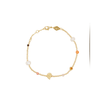 Shop Anni Lu Spirale D'or Beaded 18kt Gold-plated Bracelet