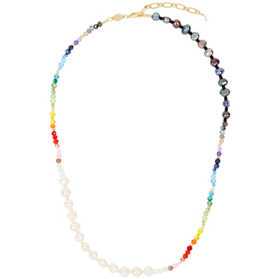 Shop Anni Lu Iris Pearl Beaded Necklace In Multicoloured