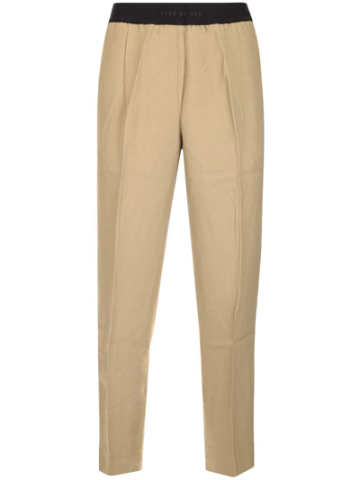 Shop Fear Of God Everyday High Waist Trousers In Beige