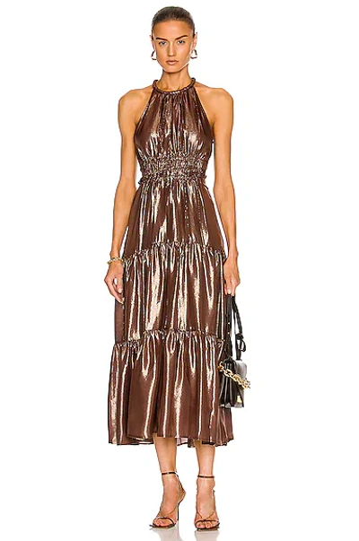 Shop A.l.c Elara Dress In Bitter Chocolate  Gold  & Silver