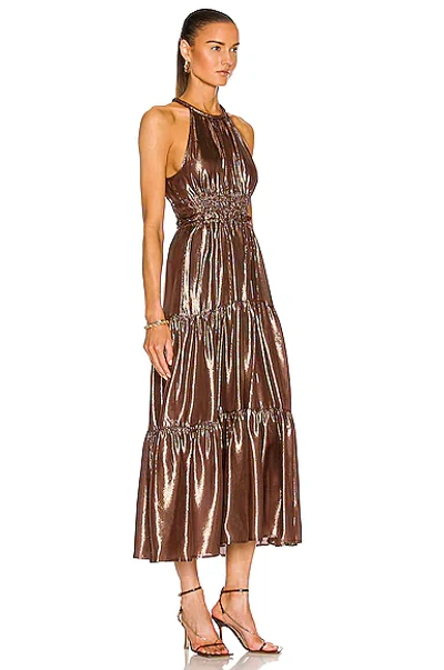 Shop A.l.c Elara Dress In Bitter Chocolate  Gold  & Silver