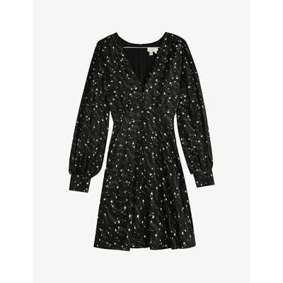 Ted Baker Gemmi Floral Print Long Sleeve Minidress In Black | ModeSens