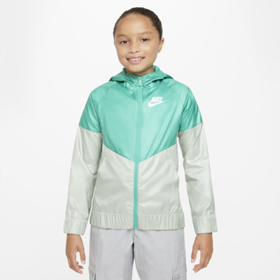 Shop Nike Sportswear Windrunner Big Kids' (girls') Jacket In Green