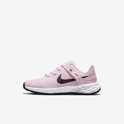 Shop Nike Revolution 6 Flyease Little Kids' Easy On/off Shoes In Pink Foam,black