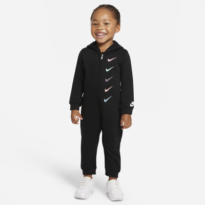 Shop Nike Baby Full-zip Coverall In Black