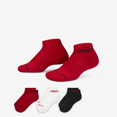 Shop Jordan Little Kids' Cushioned No-show Socks (3 Pairs) In Gym Red