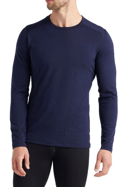 Shop Icebreaker Oasis Long Sleeve Wool Base Layer T-shirt In Midnight Navy