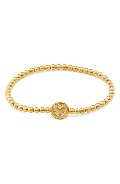 Shop Nadri Heart Beaded Stretch Bracelet In Gold